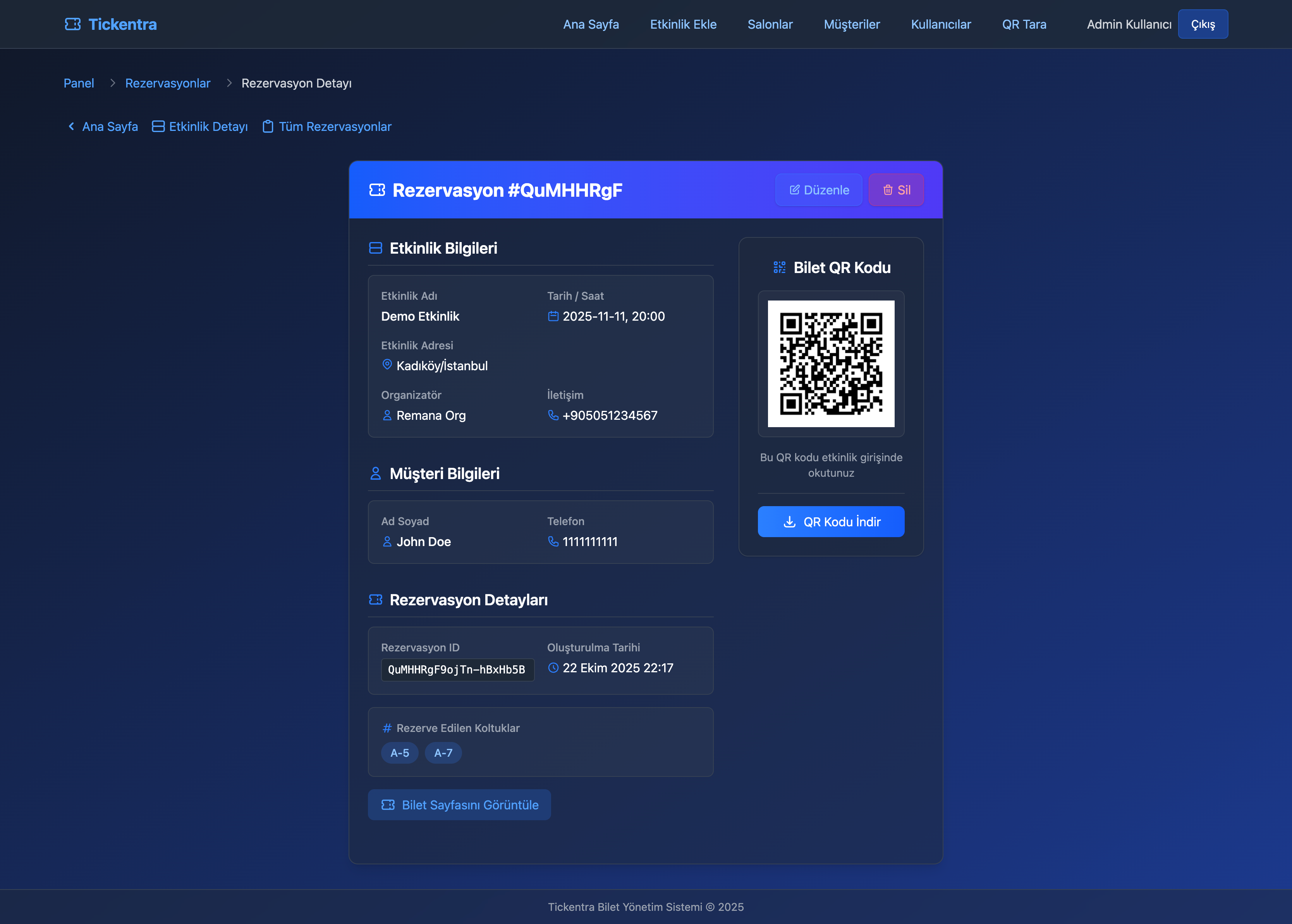 Tickentra özellikler ve kullanım ekranı